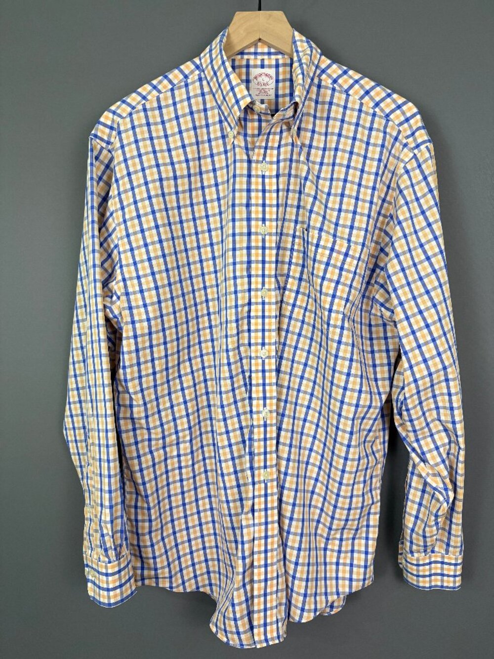 Brooks Brothers Traditional Fit Non-Iron Check Button Down Shirt Men’s L